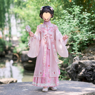 Children's Heavy Embroidery Ming-Style Hanfu Ancient Style Set with Cloud Shoulders for Girls, Republic of China Style Princess Style, New for Summer and Autumn 2025
