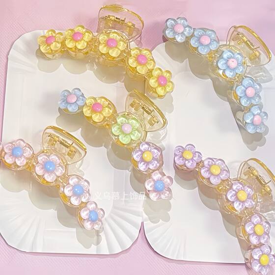 New Children's Dopamine Duckbill Clip Cute Sweet Flower Grab Clip No Hair Shark Clip Side Hair Accessories Headwear