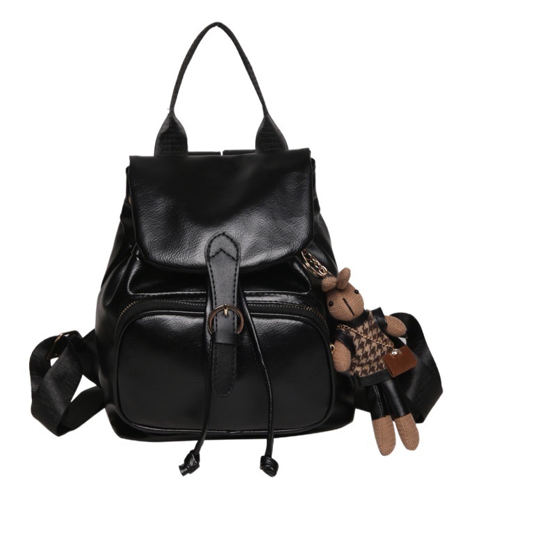 Soft leather texture new backpack Korean style casual fashion backpack versatile Large Capacity student mummy backpack