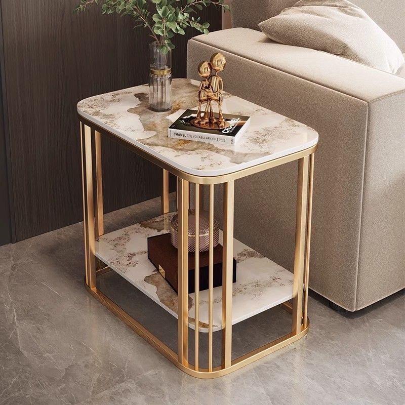 Living Room Trolley Small Table 
 Side Table, Small Coffee Table, Movable Marble, European Style, Small Apartment, Square Shape Next to the Sofa