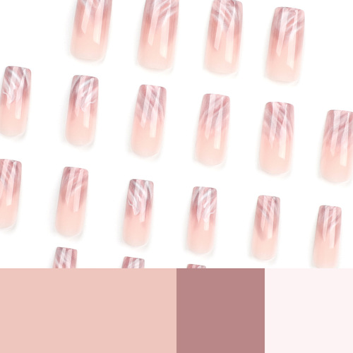 法式晕染渐变穿戴甲中长款可拆卸美甲24片盒装成品甲片穿戴假指甲