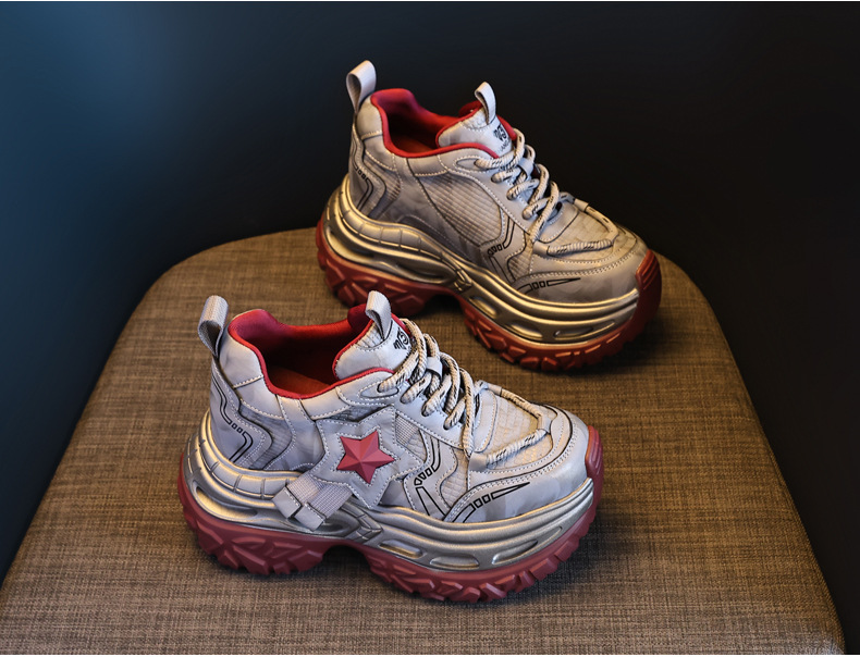Giày sneaker chunky đế dày tăng chiều cao nữ, đế 9cm — đen chi tiết 4
