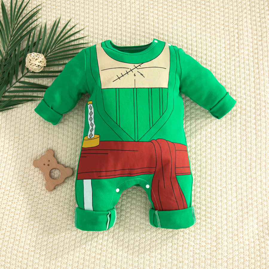 Vestido de una pieza de bebé de anime de primavera y otoño, un tipo de mameluco de manga larga de algodón puro, ropa de recién nacido, vestido de gatear para bebés, vestido de un año