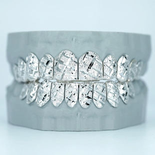 European and American Hot-Selling Popular Stylish Hip-Hop S925 Sterling Silver Sandblasted Braces Street Rap Fashion Street Shooting