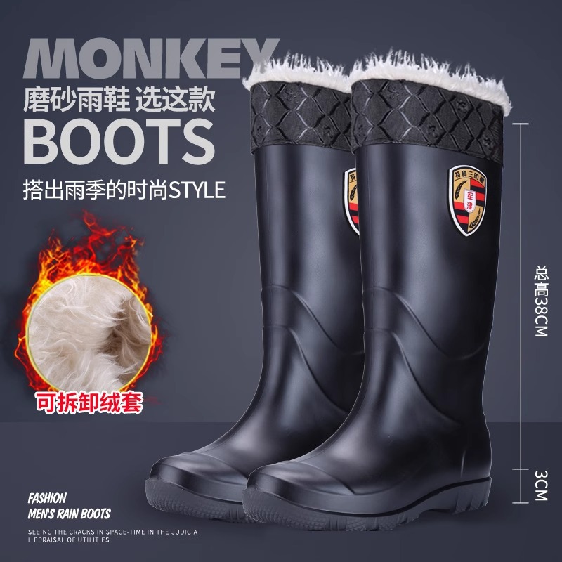 磨砂新款棉冬季雨鞋加绒加厚保暖水鞋防滑胶鞋长筒防寒防水雨靴
