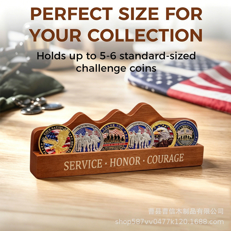 Desktop Wooden Coin Holder, Commemorative Coin Display Stand, Solid Wood Medal Collection Rack, Medal Holder