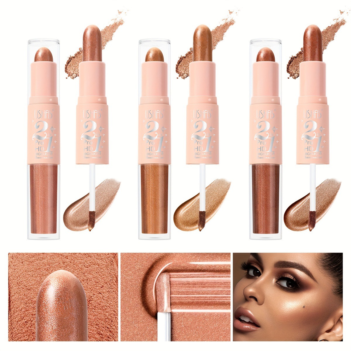 USHAS spot transfronterizo FS268B barra de alto brillo de corrección de la cara, mejora del color de la piel, barra de alto brillo de blush