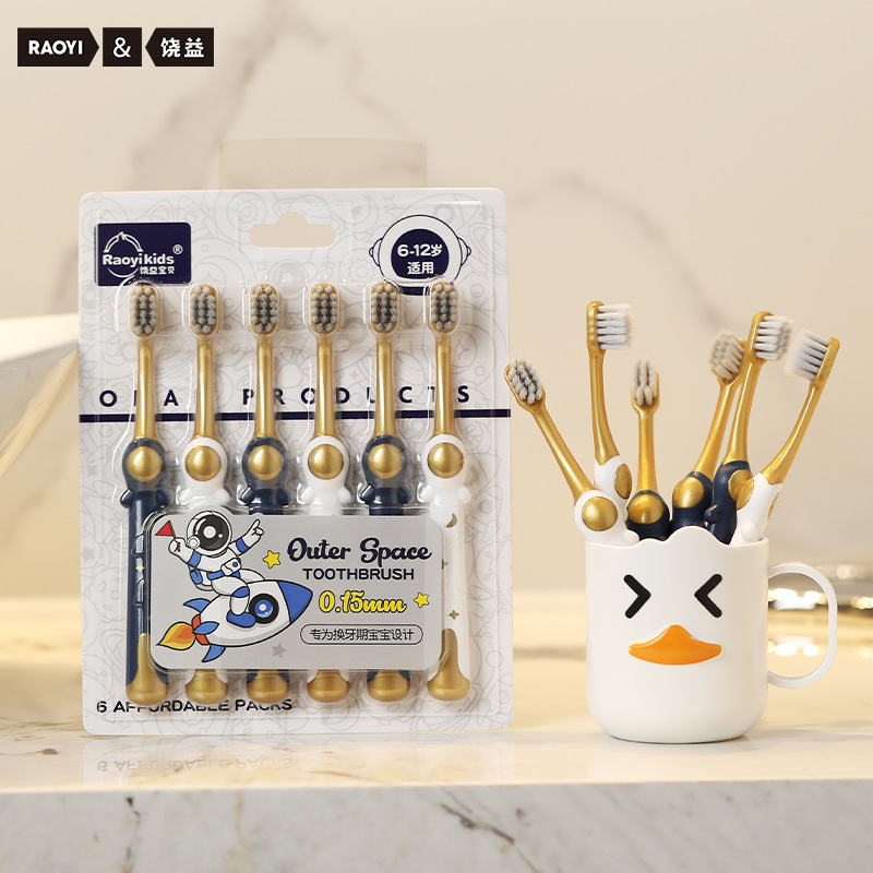 The Same Kidsren's Toothbrush 6-Pack 6-12 Years Old Cartoon Astronaut Baby Fine Soft Bristle Toothbrush Manufacturer Wholesale