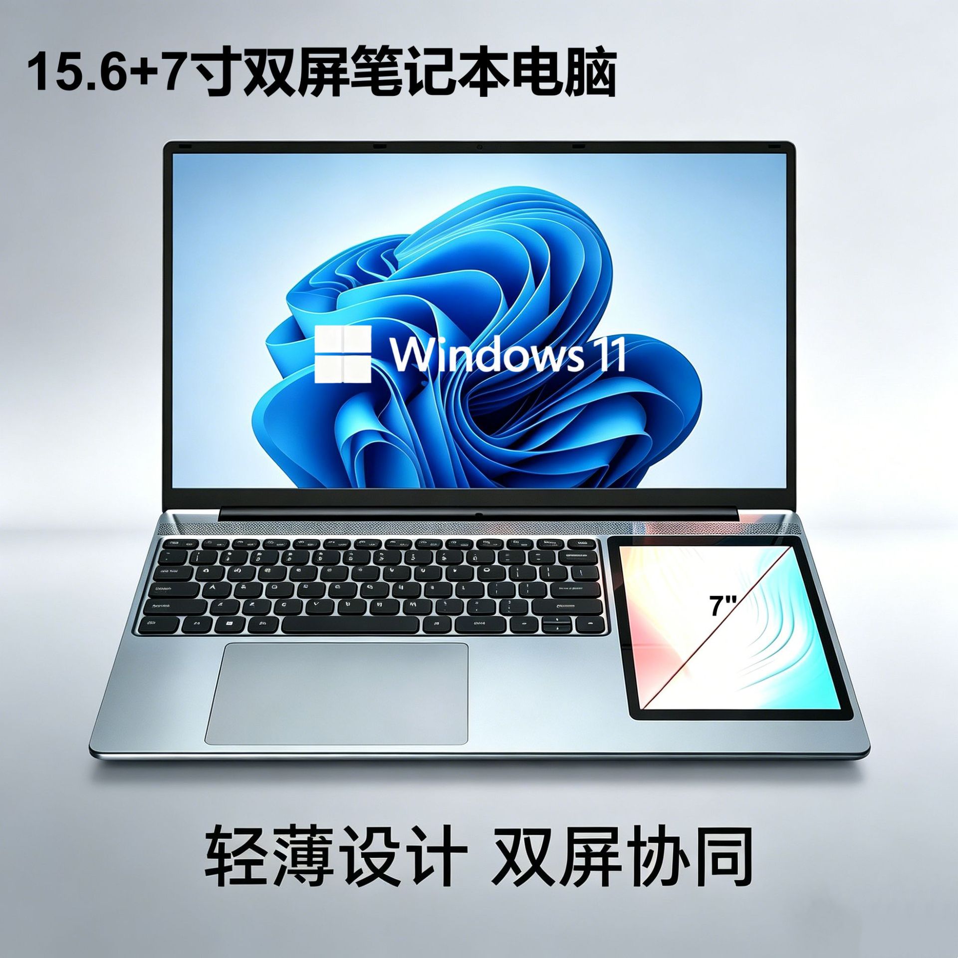 全新15.6寸+7寸双屏笔记本电脑N100商务办公轻薄便携网课学习设计