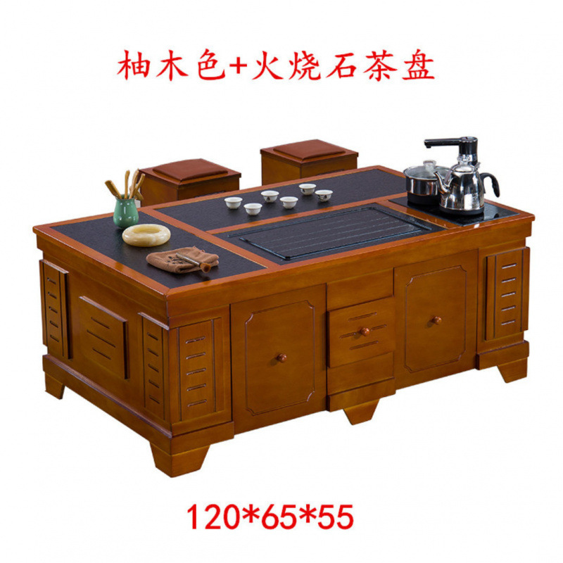 Mesa de té de kung fu con tetera de agua caliente, mesa de té de piedra caliente, conjunto integral de mesa de té, sala de estar, oficina doméstica, mesa de té