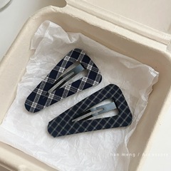 韩国复古格纹掰掰夹甜美小众侧边刘海夹高品质布艺bb夹碎发夹头饰