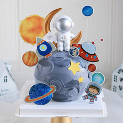 Astronaut cake decoration ornaments sitting on the moon astronaut boy birthday baking holiday space pilot decoration