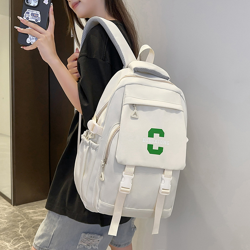 Mochila escolar para estudiantes universitarios masculinos, mochila de gran capacidad para estudiantes de secundaria y secundaria, mochila de pareja con solapa de marca de moda