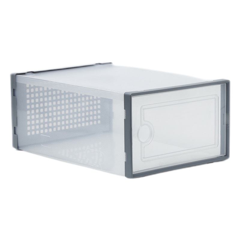 Caja de zapatos transparente caja de almacenamiento caja de zapatos de baloncesto gris gabinete de zapatos a prueba de polvo de plástico caja de zapatos apilable almacenamiento