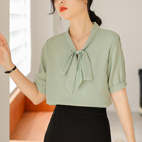 Leisure Lead Design Women's Short Sleeve Shirt 2025 Summer New Drop Waist Slimming Simple Commute White Collared Shirt