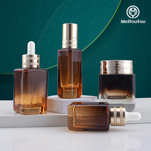 High-grade glass essential oil bottled cosmetic packaging bottle Foundation liquid emulsion dark empty bottle 100ml dropper bottle