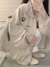 美式风衣外套女春秋款学生宽松休闲百搭学生薄款冲锋衣夹克上衣潮