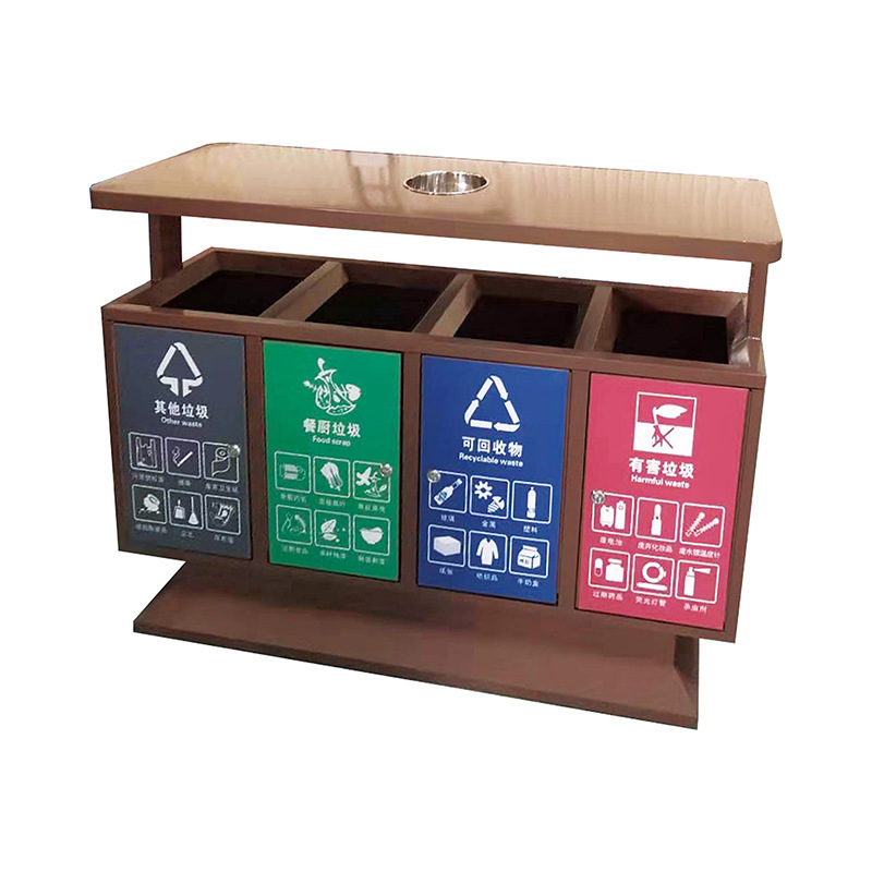 Manufacturer of Outdoor Classified Garbage Bins Wholesale, Community Street Vertical Trash Cans, Four-Category Large Fruit Peel Bins, Customizable