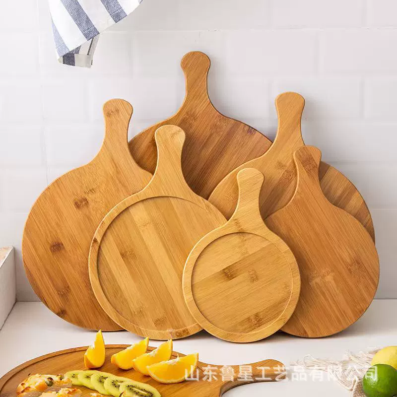 Бамбуковая круглая фруктовая тарелка для пиццы домашняя тарелка для пиццы из цельного дерева кухня с ручкой разделочная доска
