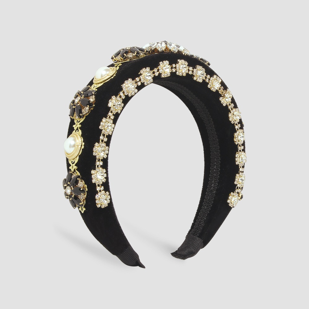 Baroque Palace Style Exaggerated Thick Sponge Headband Full Of Diamond Flower Hair Accessories display picture 7