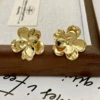 2408136 metal double -layer petal earrings (S925 silver needle)