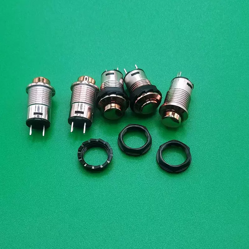 厂家供应金属按钮开关电镀银色自锁复位开关启动按钮开关