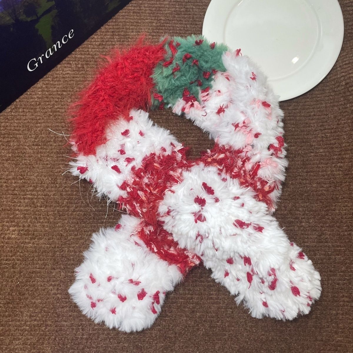 冬日围巾计划手工皮草围巾手混线编织毛线卡套帽子多巴胺手织新款