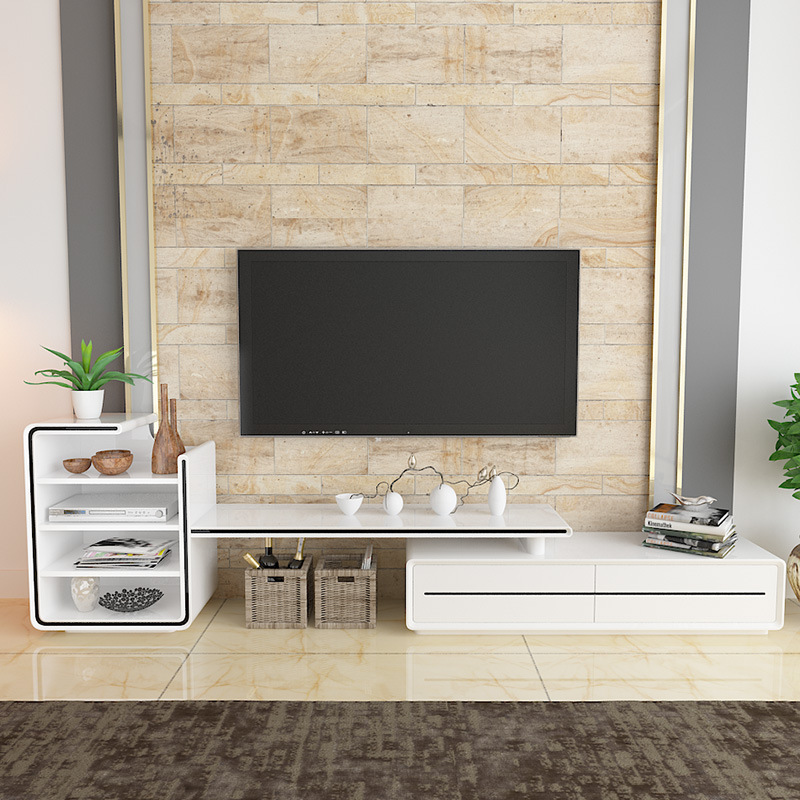 Sala de estar mesa de café TV gabinete combinación retráctil visual gabinete pintura piso gabinete placa vidrio templado armario OFERTA ESPECIAL image 3