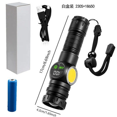 Digital White Laser Flashlight Multifunctional UV fənərlər - 2305-flashlight-18650