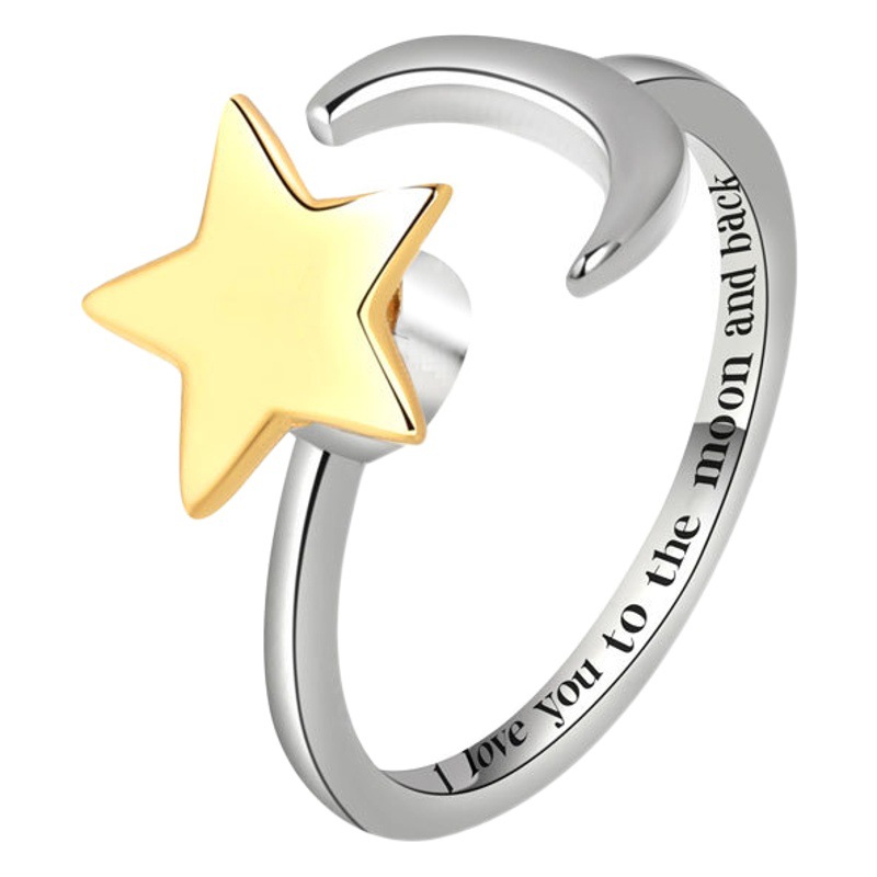 Transfronterizo europeo y americano anillo estrella luna anillo giratorio hembra aliviar la ansiedad descompresión traje de anillo abierto