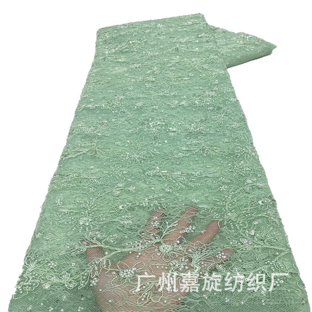 Nuevo cordón de encaje sequin inferior tubo de perlas vestido de boda francés cheongsam vestido sombrero tela Fabric