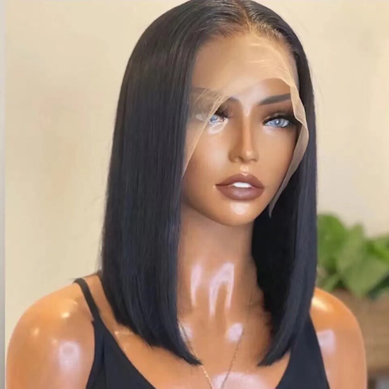 Bob head 13x4 front lace in stock Straight Human Hair Wigs European and American wig in stock generation Hair