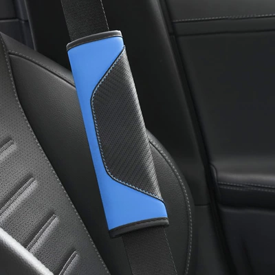 Seat belt shoulder pad Leather Car Seat Belt Cover - blue-standard-edition-2365