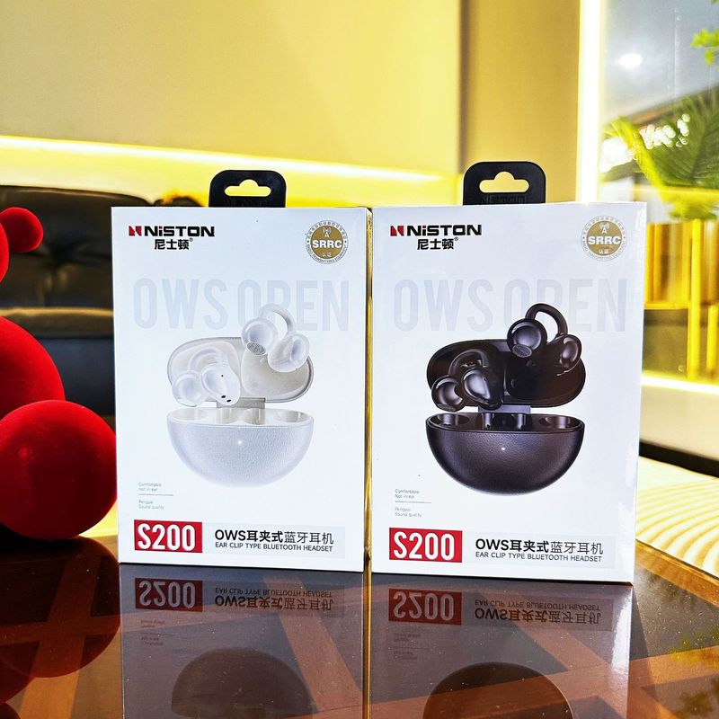 インテリジェントレザーテクスチャクリップオンイヤー Bluetooth ヘッドセットオープンワイヤレス Bluetooth ヘッドセットノイズリダクション OWS スポーツ超長バッテリー寿命|undefined