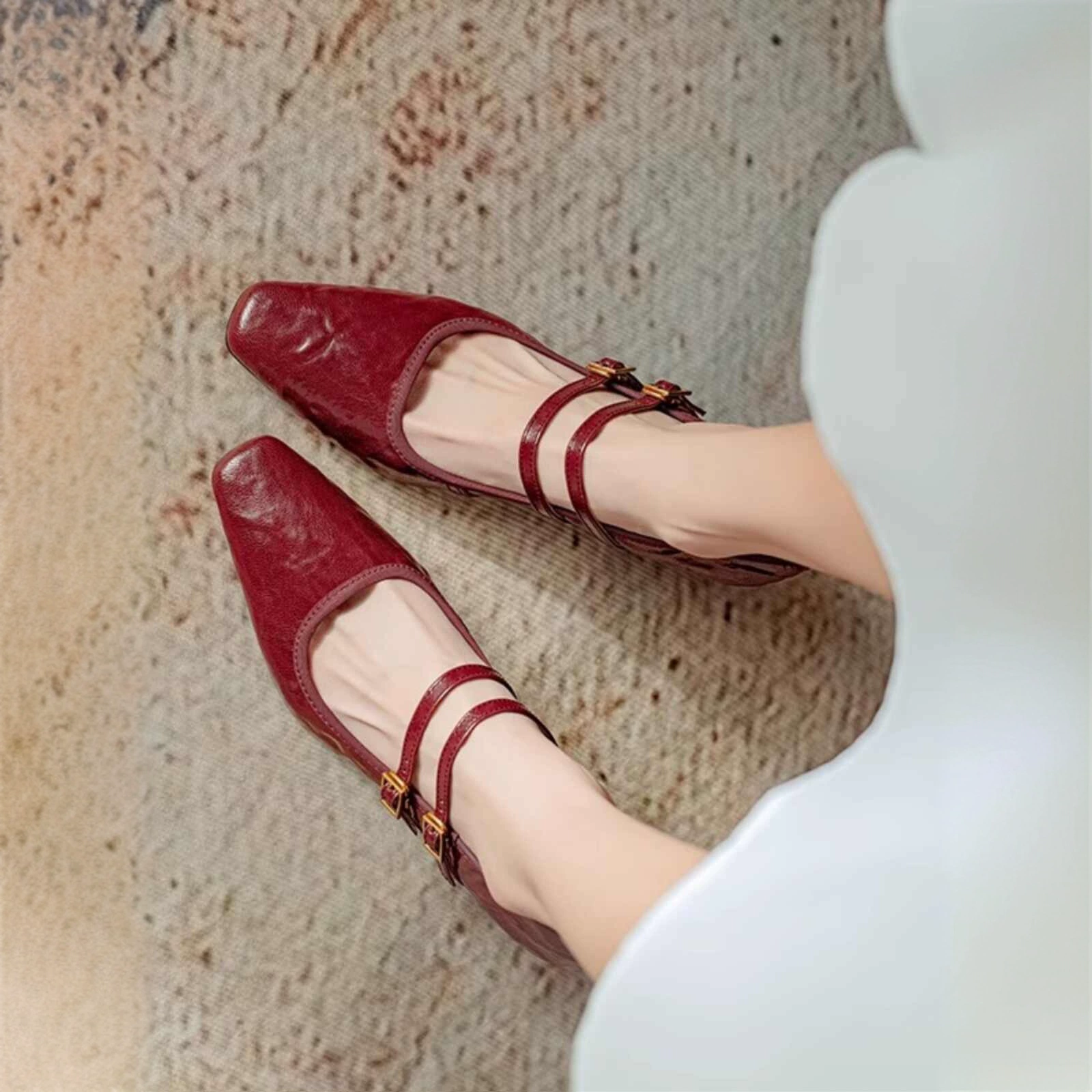 В наличии: 8842-6 Элегантные туфли на высоком каблуке из мягкой кожи, новинка весна-осень 2025, французский стиль, на массивном каблуке, с ремешком