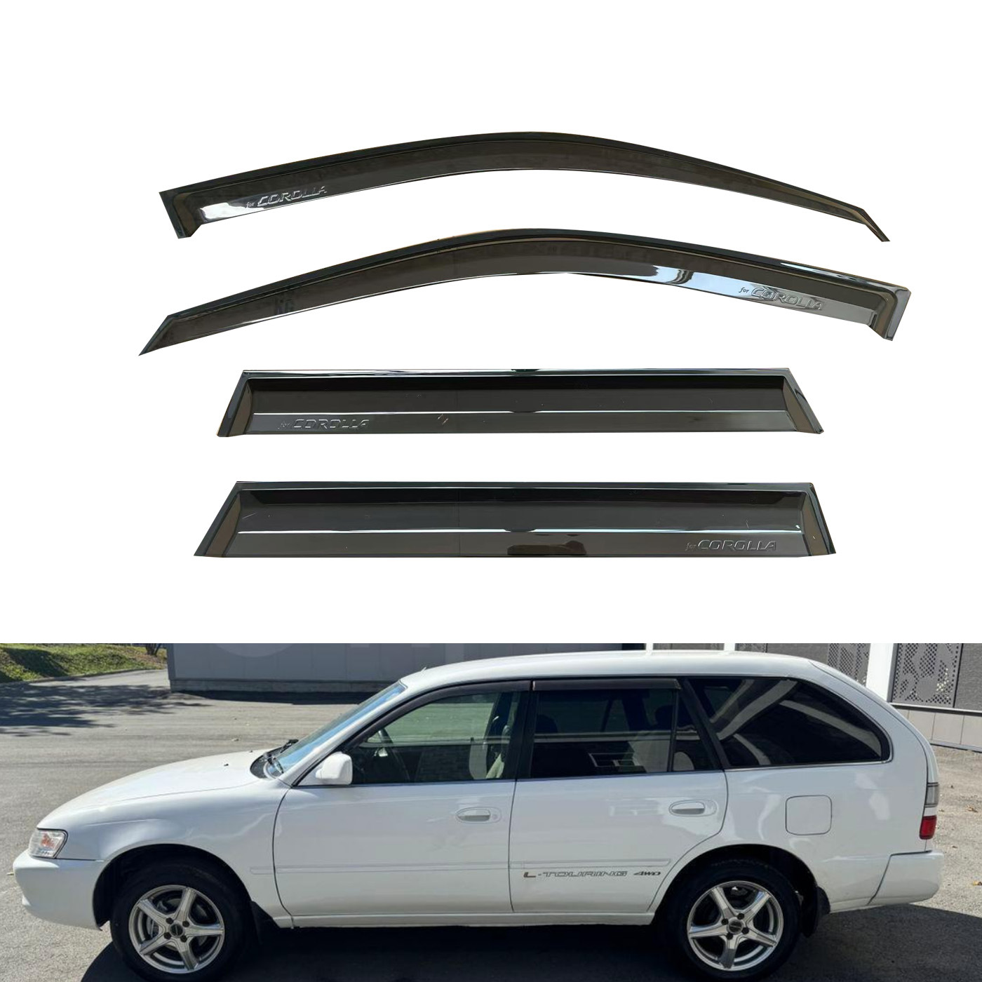 适用于1996-2000丰田corolla改装车窗雨挡E100两厢汽车雨眉挡雨板