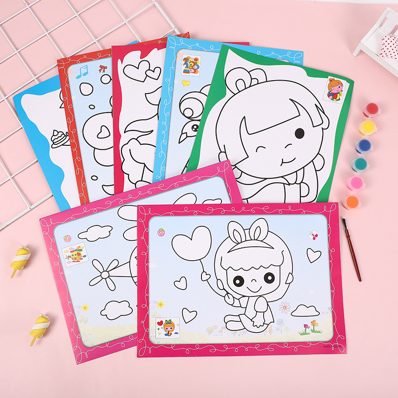 Children's watercolor graffiti drawing board wholesale street stall night market handmade diy watercolor painting book set one piece drop shipping