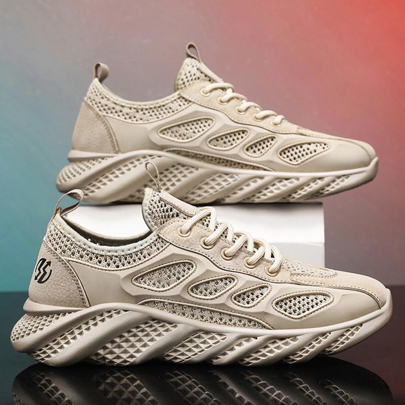 Zapatos casuales ligeros para hombres, nuevos zapatos de malla grandes transpirables de verano, zapatos de rastreo de secado rápido, zapatos deportivos de moda de todo fósforo, en nombre del cabello