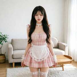 阿豪情趣内衣纯欲性感角色扮演格纹女佣可爱甜美诱惑露背制服套装