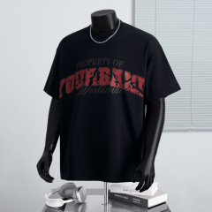 メンズ夏のストリートトレンドTシャツ、メンズカジュアルラウンドネックルーズプリントTシャツ、レディース万能ボトムストップスイン