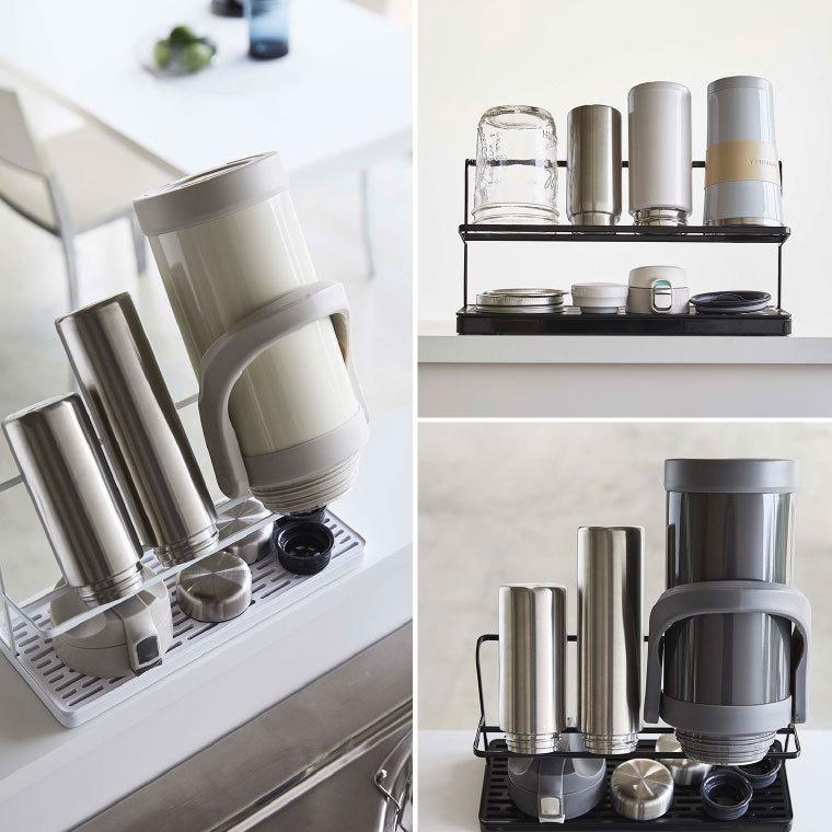 Fábrica en stock multi-funcional montado en la pared de doble capa taza de agua taza de vacío juego de té de almacenamiento de drenaje rack Placa de almacenamiento rack