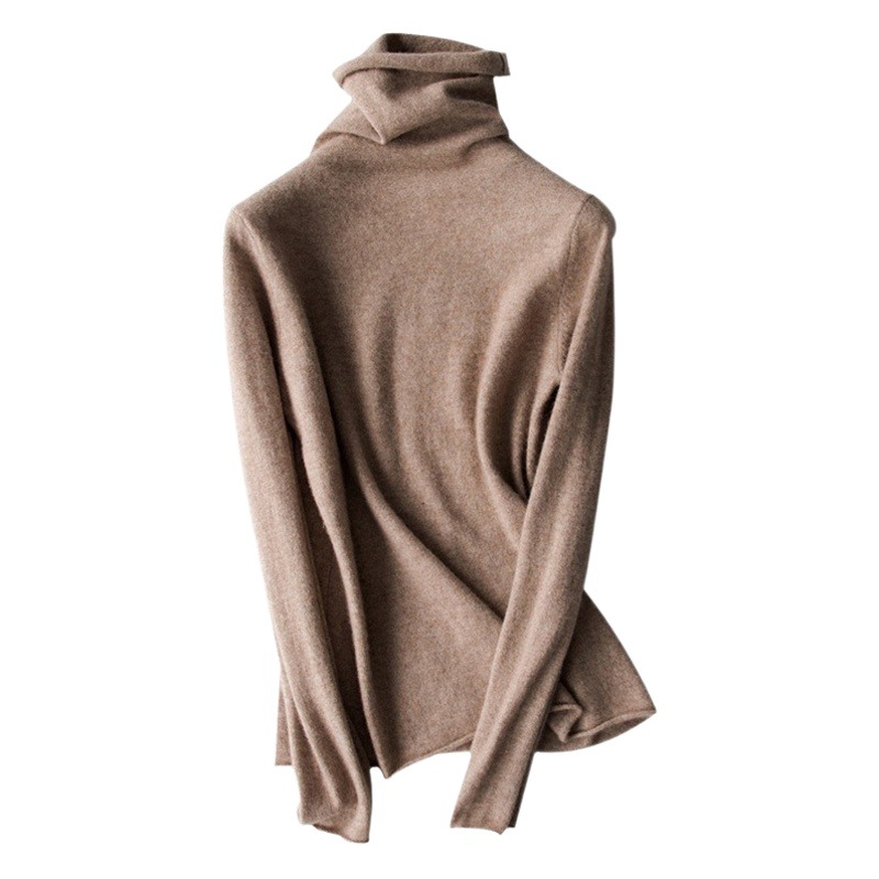 100% Wool Sweater for Women, Turtleneck, Loose Fit, Suitable for Layering in Autumn and Winter, Short Knit Pullover Base Shirt