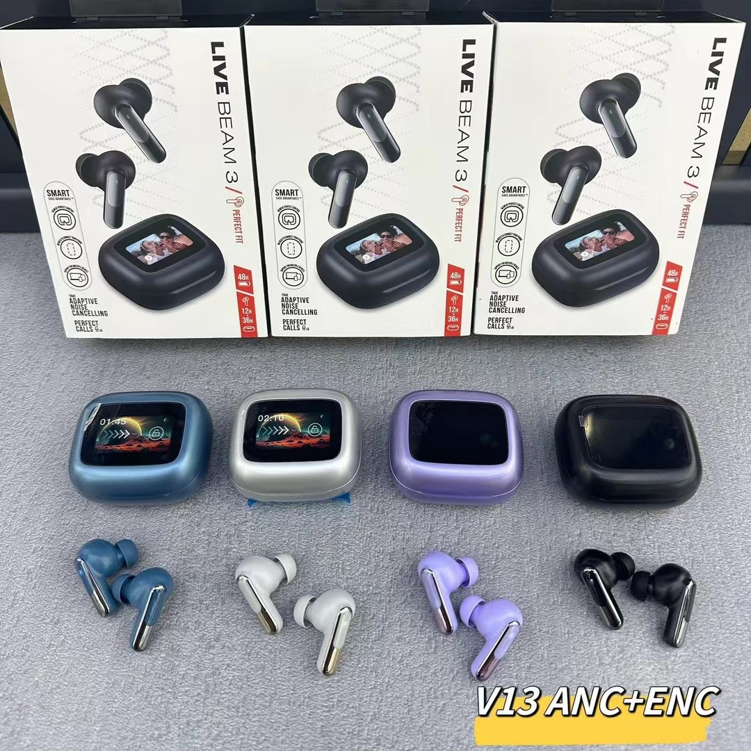 Nuevos productos transfronterizos LIVE BEAM3 auriculares inalámbricos TWS Bluetooth dual micrófonos ANC ruido reducción de graves llamadas multifuncionales