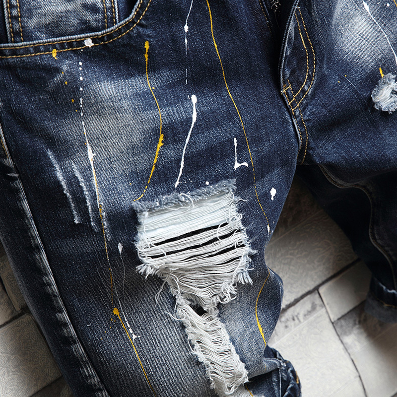 Pantaloncini jeans uomo distressed taglio dritto casual vintage_voghion.com