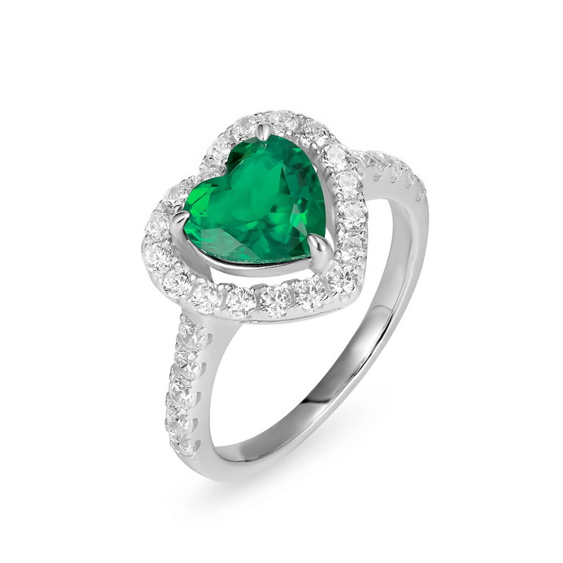 Exclusividad transfronteriza para el lujo ligero, el amor, el cultivo del anillo de esmeralda, la mujer S925 con incrustaciones de plata, el cultivo del anillo del tesoro de color, la moda europea y americana