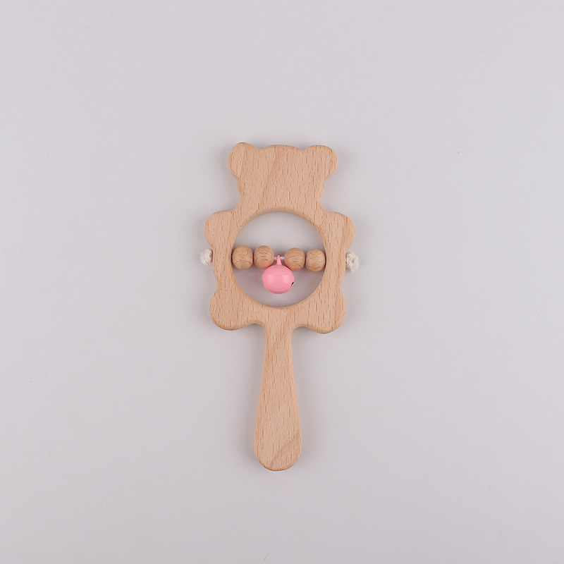 Bebé recién nacido beech animal oso campana calmar goma de plástico infantil puzzle manual agarrar juguete campana