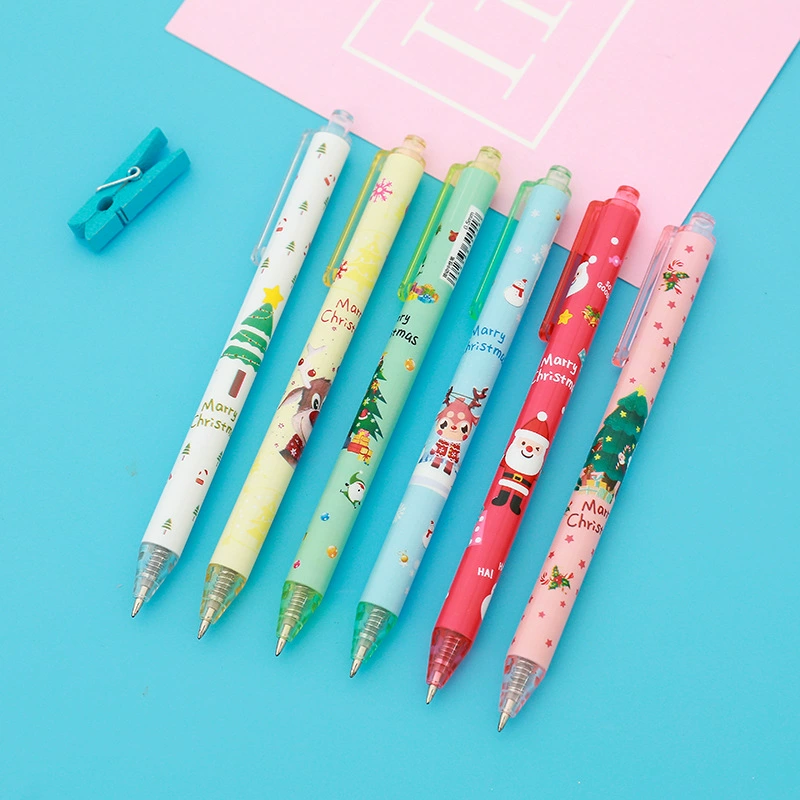 Christmas cartoon rollerball pen, black stationery for elementary school students, pencil case, water-based pen