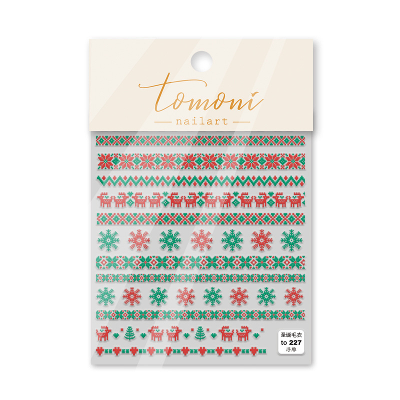 Otoño e Invierno popular realzado suéter 2022 nuevo uñas pegatinas patrón decorativo Navidad Snowflake copo de dibujos animados lindo