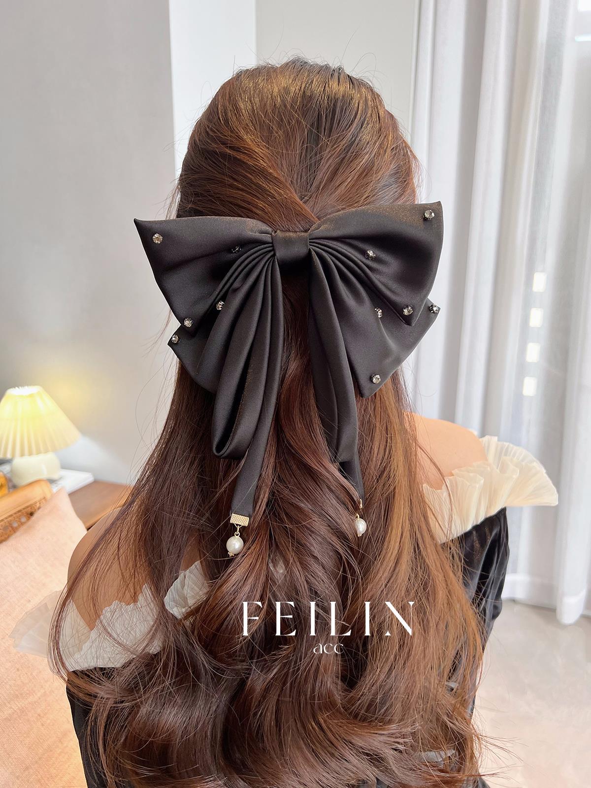 Women's Elegant Lady Bow Knot Satin Inlay Artificial Pearls Zircon Hair Clip display picture 1