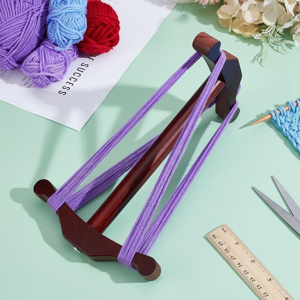 实木可旋转毛线缠绕架手工DIY编织纱线放线架木质工字毛线撑线架